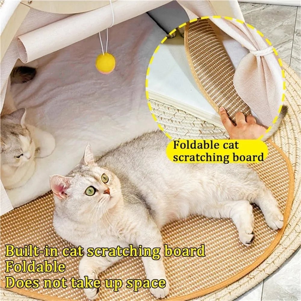 Modular Wooden Cat Scratcher House & Pads – L or XL