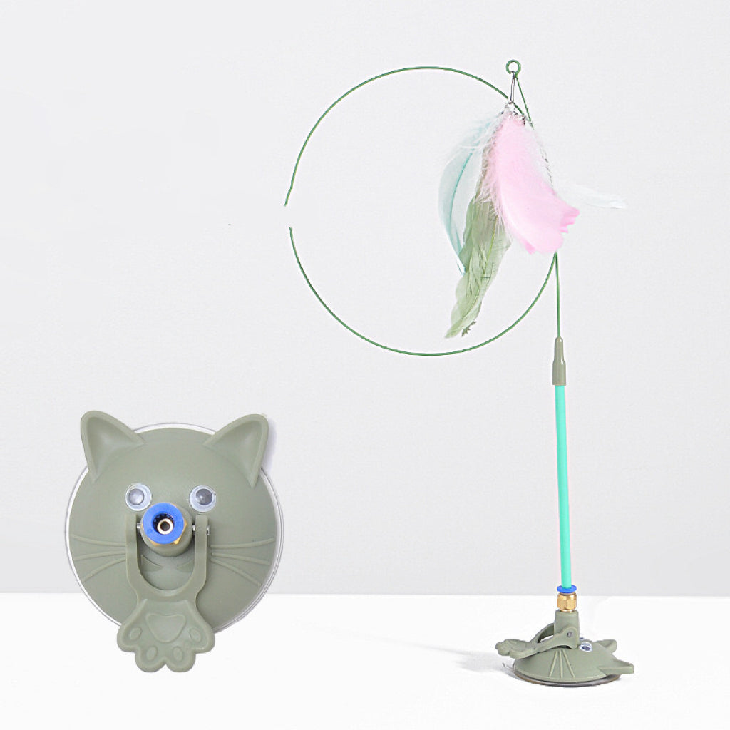 Suction Base Feather Wand Cat Toy – 5 Colors