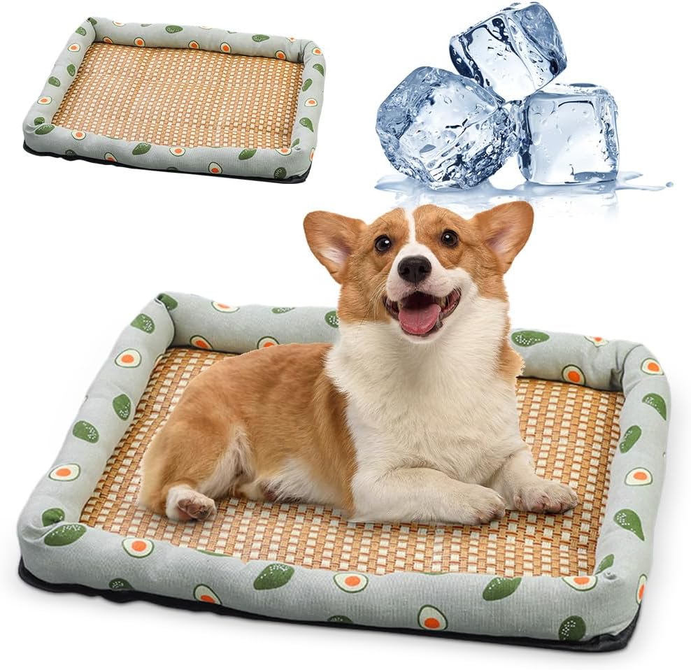 Rattan-Weave Pet Cooling Mat with Bolster – 5 Styles, 5 Sizes