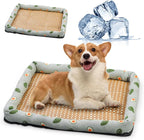 Rattan-Weave Pet Cooling Mat with Bolster – 5 Styles, 5 Sizes