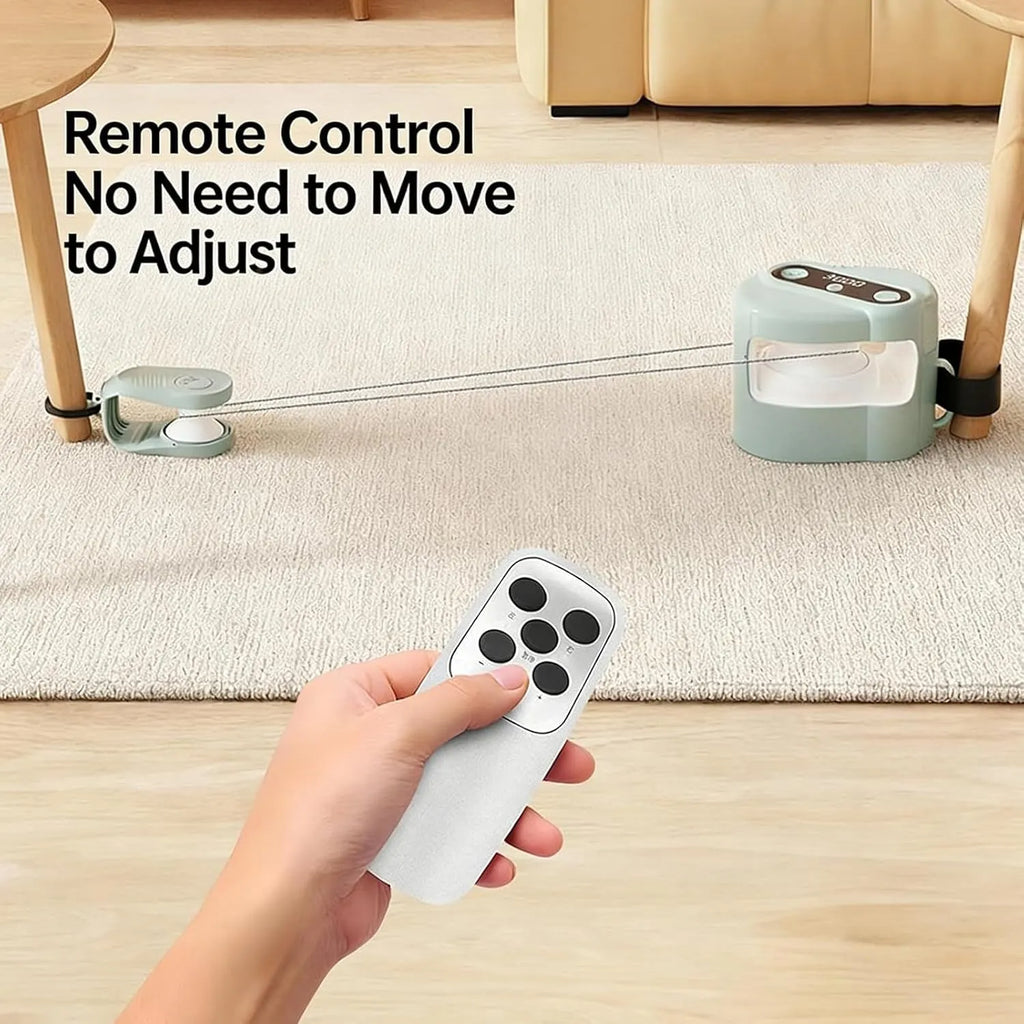 Remote Control Rope-Track Cat Teaser with Feather & Sound