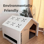 Cardboard Cat House with Integrated Scratching Pad