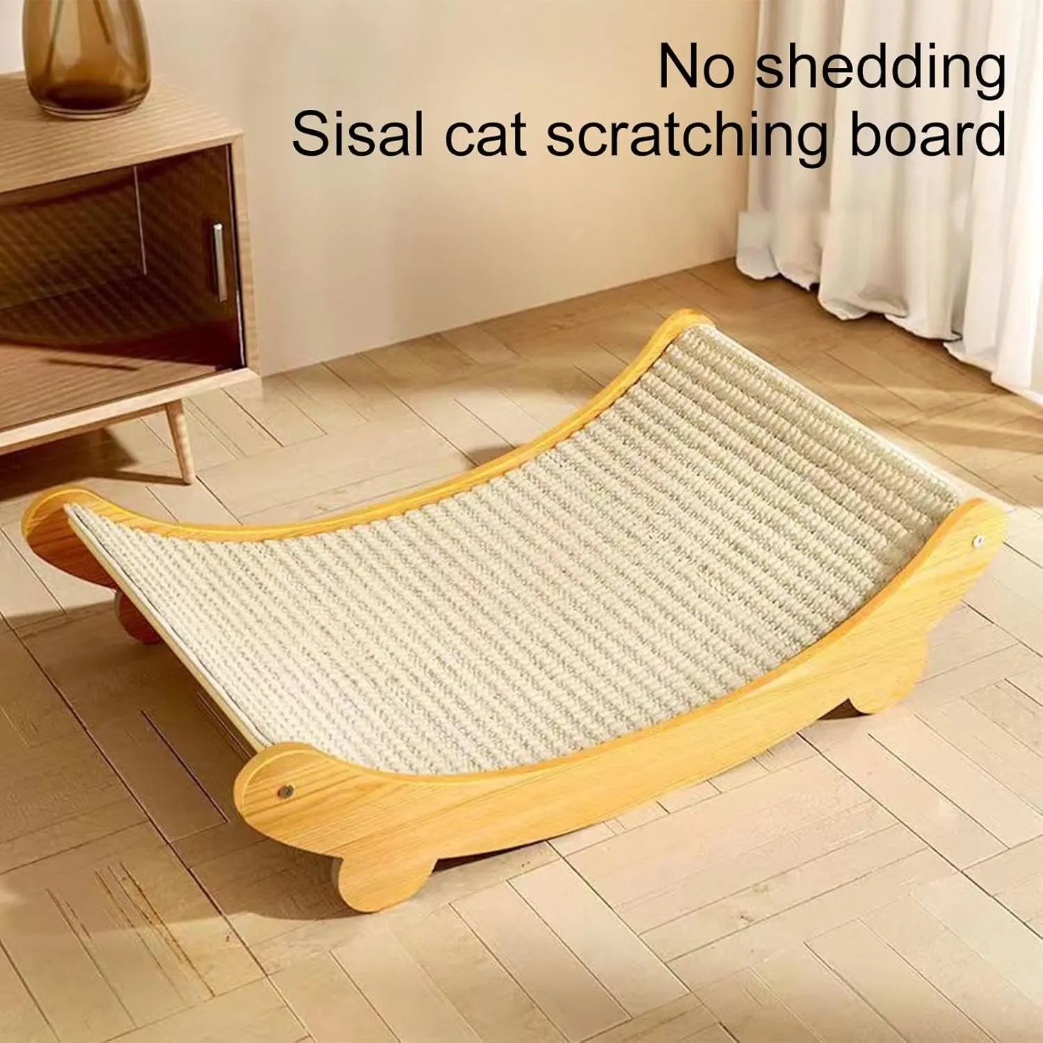 Curved Wooden Sisal Cat Hammock Scratcher
