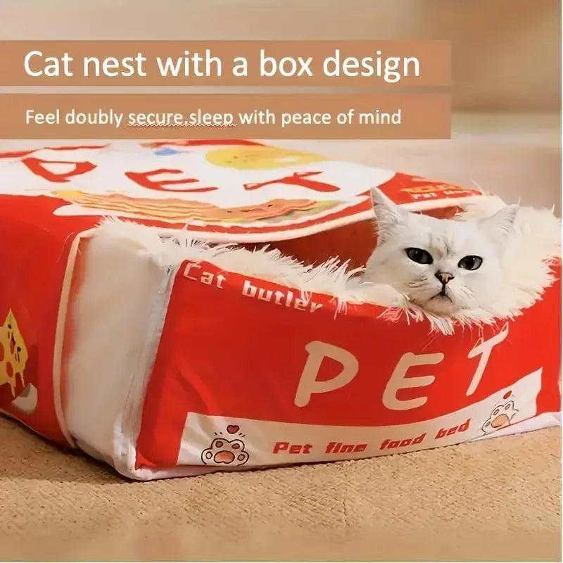 Covered Pet House Bed with Plush Interior – 2 Sizes, 2 Colors