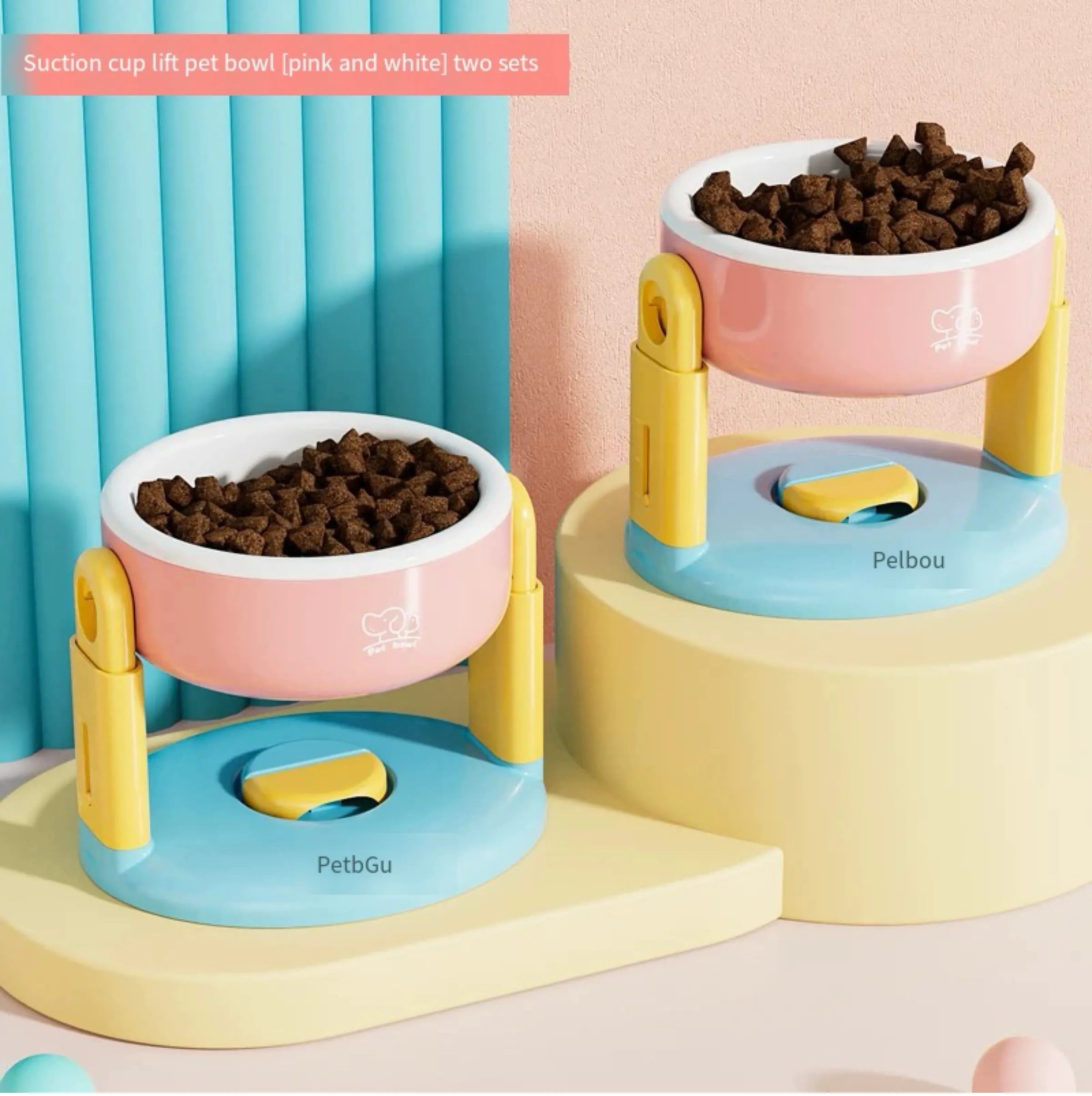 Adjustable-Height Cat Bowl in Red or Pink