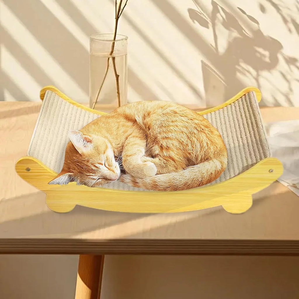 Curved Wooden Sisal Cat Hammock Scratcher