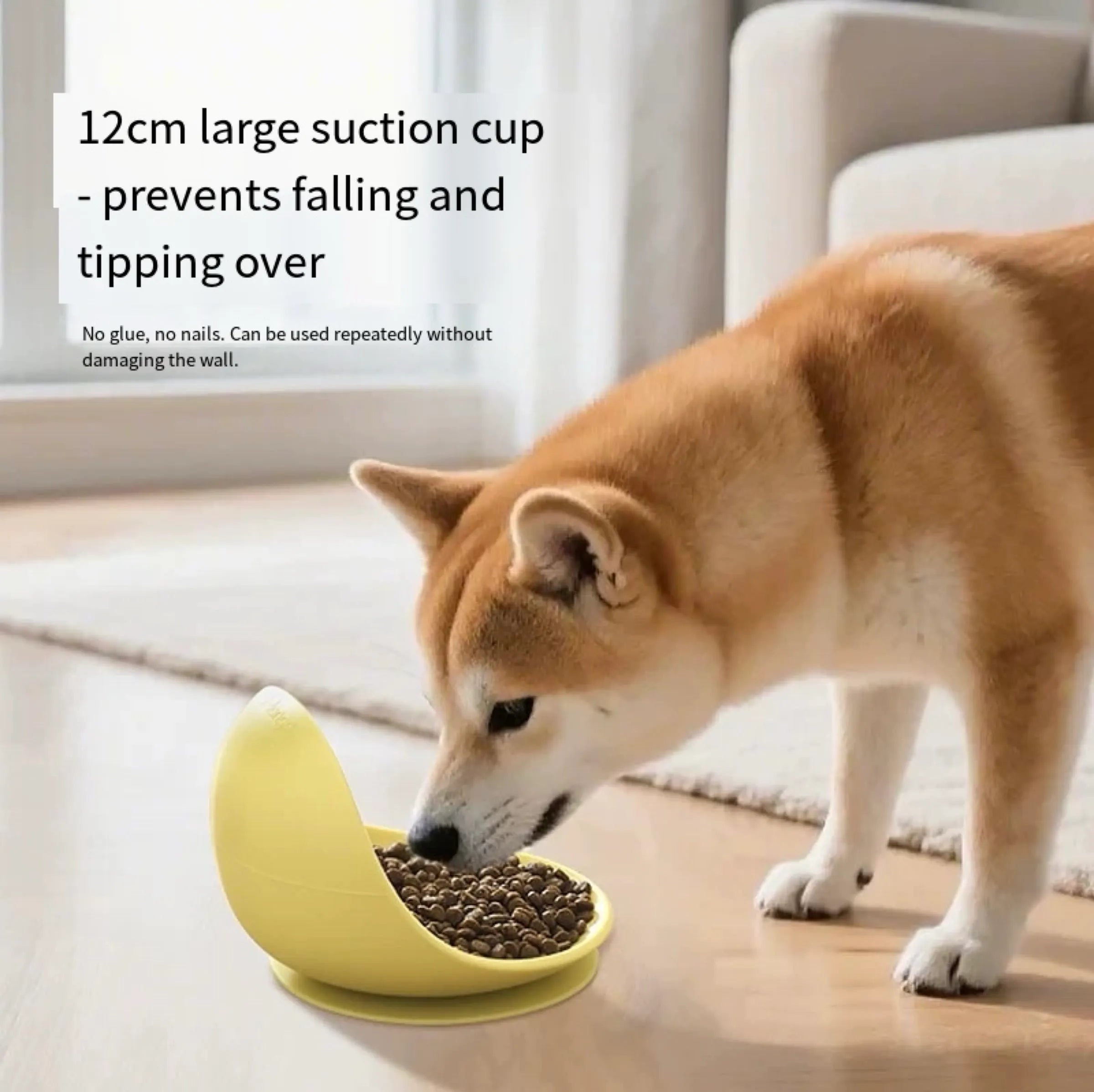 Wall-Mounted Cat Bowl with Textured Licking Panel