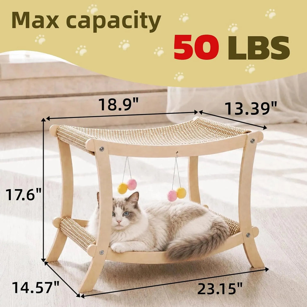 Double-Tier Cat Hammock & Scratcher with Hanging Toys – 2 Styles