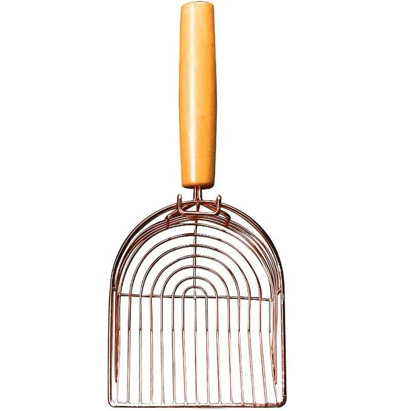 Large Wire Cat Litter Scoop with Wooden Handle – Color & Bag Options