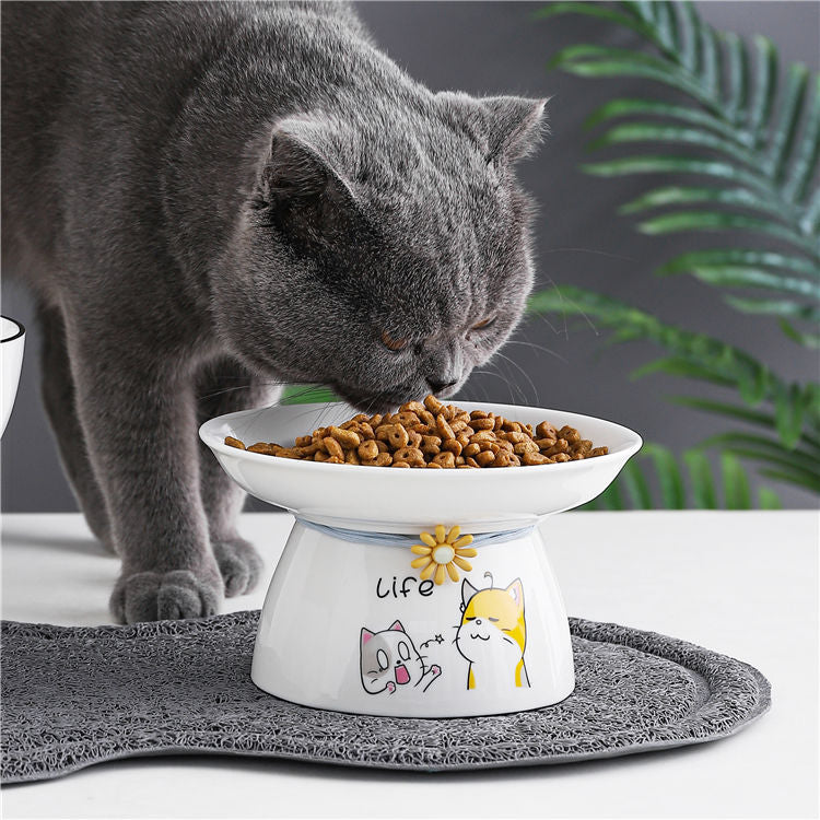 Raised Ceramic Cat Food & Water Bowls – Single or Set