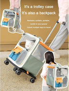 Collapsible Rolling Pet Carrier with Detachable Trolley