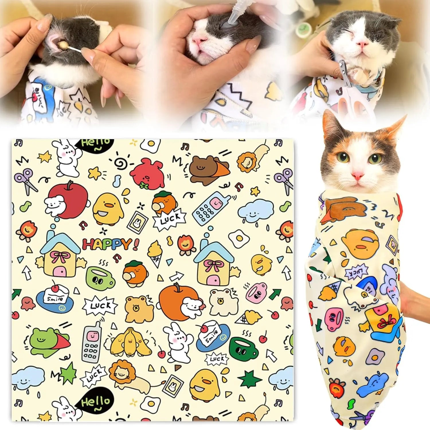 Cat Grooming Wrap for Nail Trimming – M & L, 10 Styles