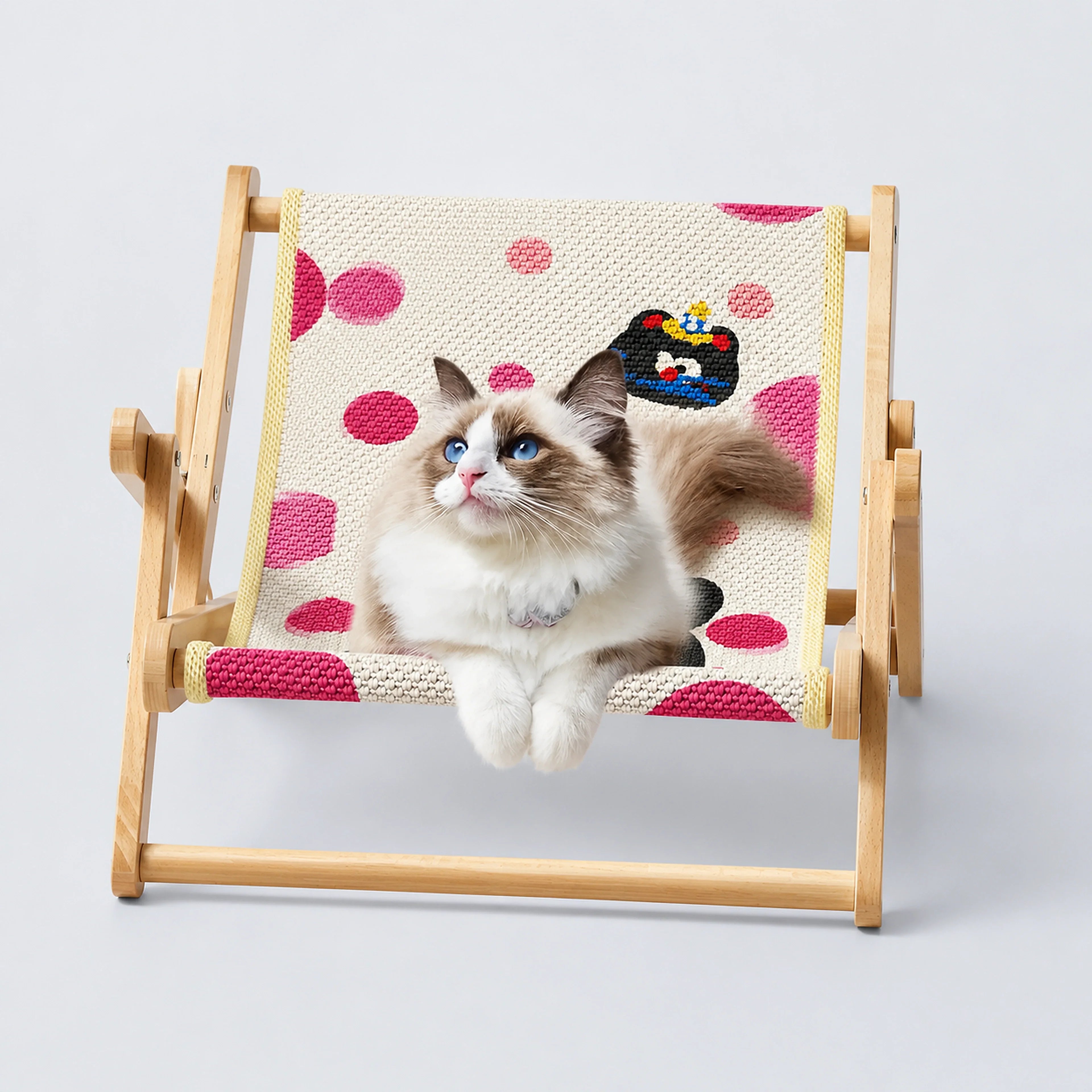 Adjustable Natural Wood Cat Scratcher Chair with Sisal | ALDERKIN