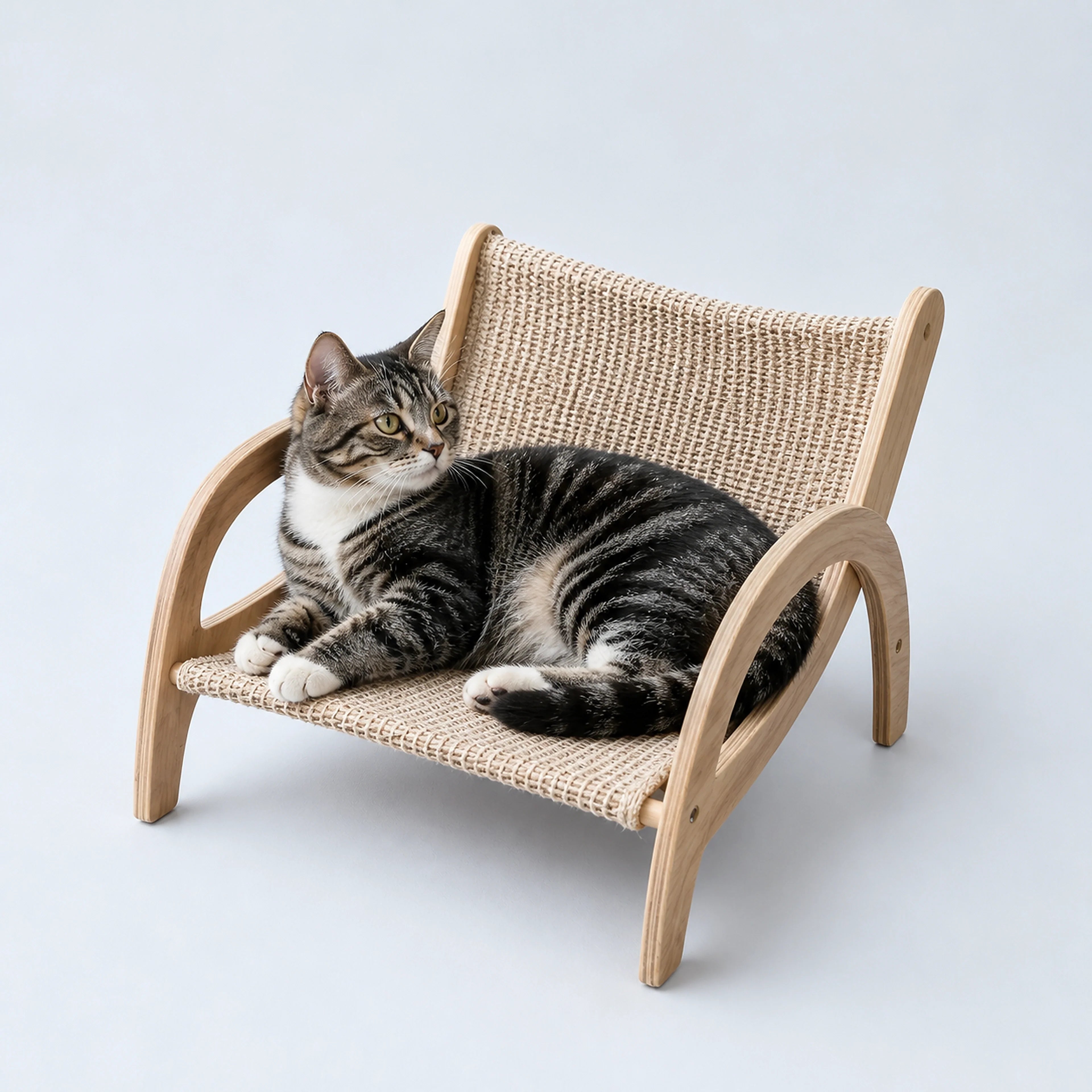 Adjustable Wooden Cat Scratcher Lounge with Sisal Mat | ALDERKIN