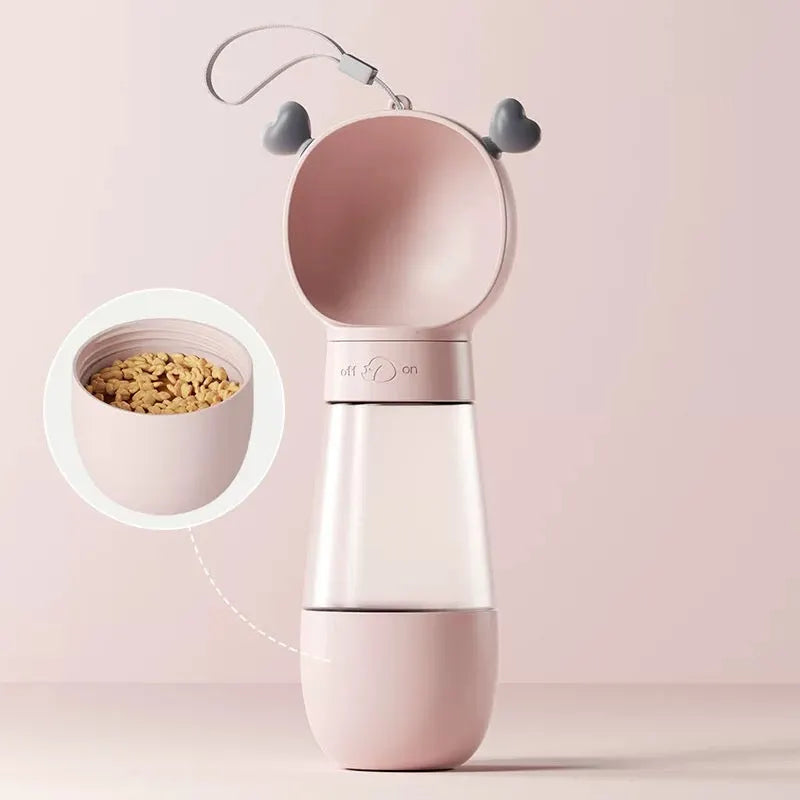 2-in-1 Travel Pet Water Bottle & Food Container – 12 + 7 oz