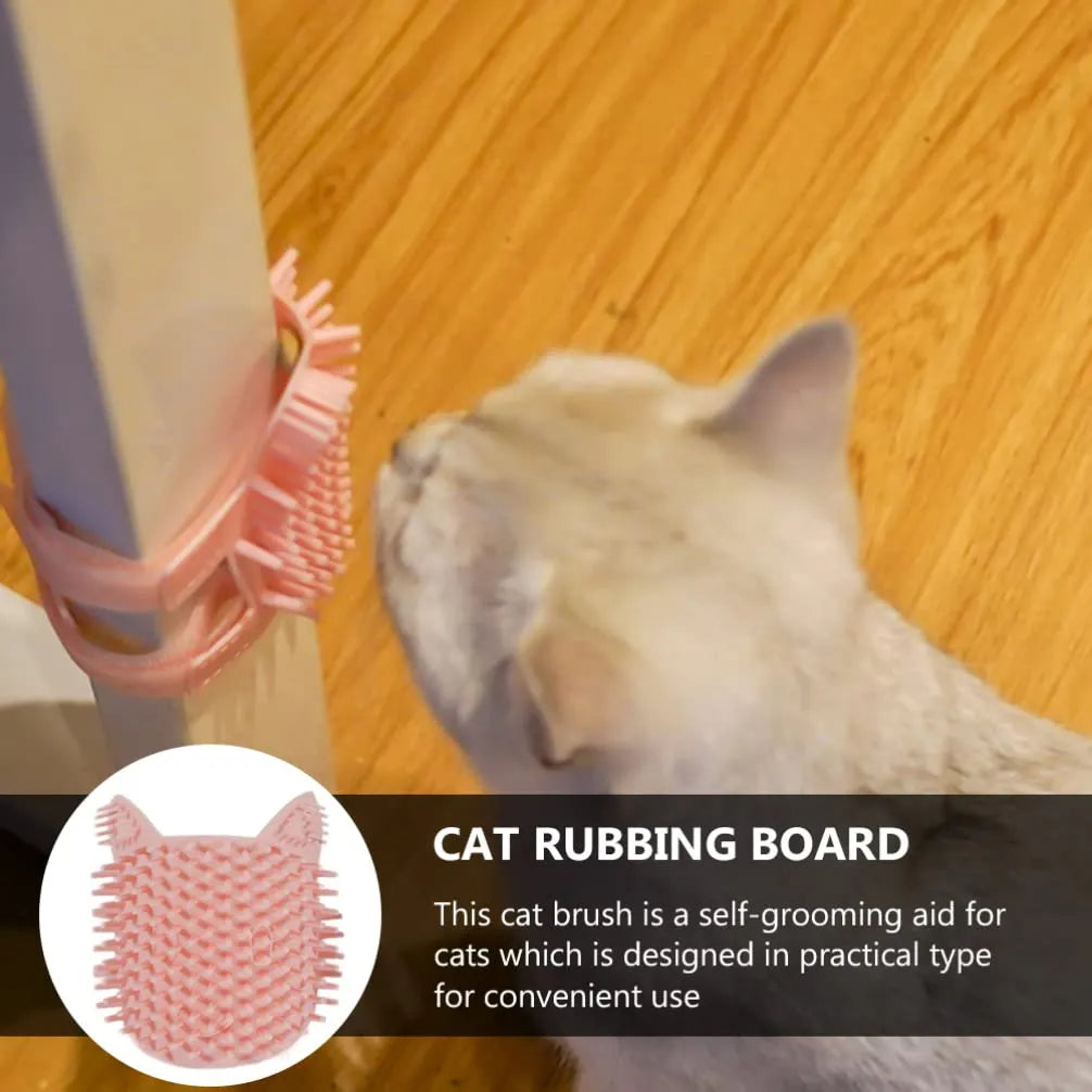 Corner-Mounted Cat Self-Grooming Brush