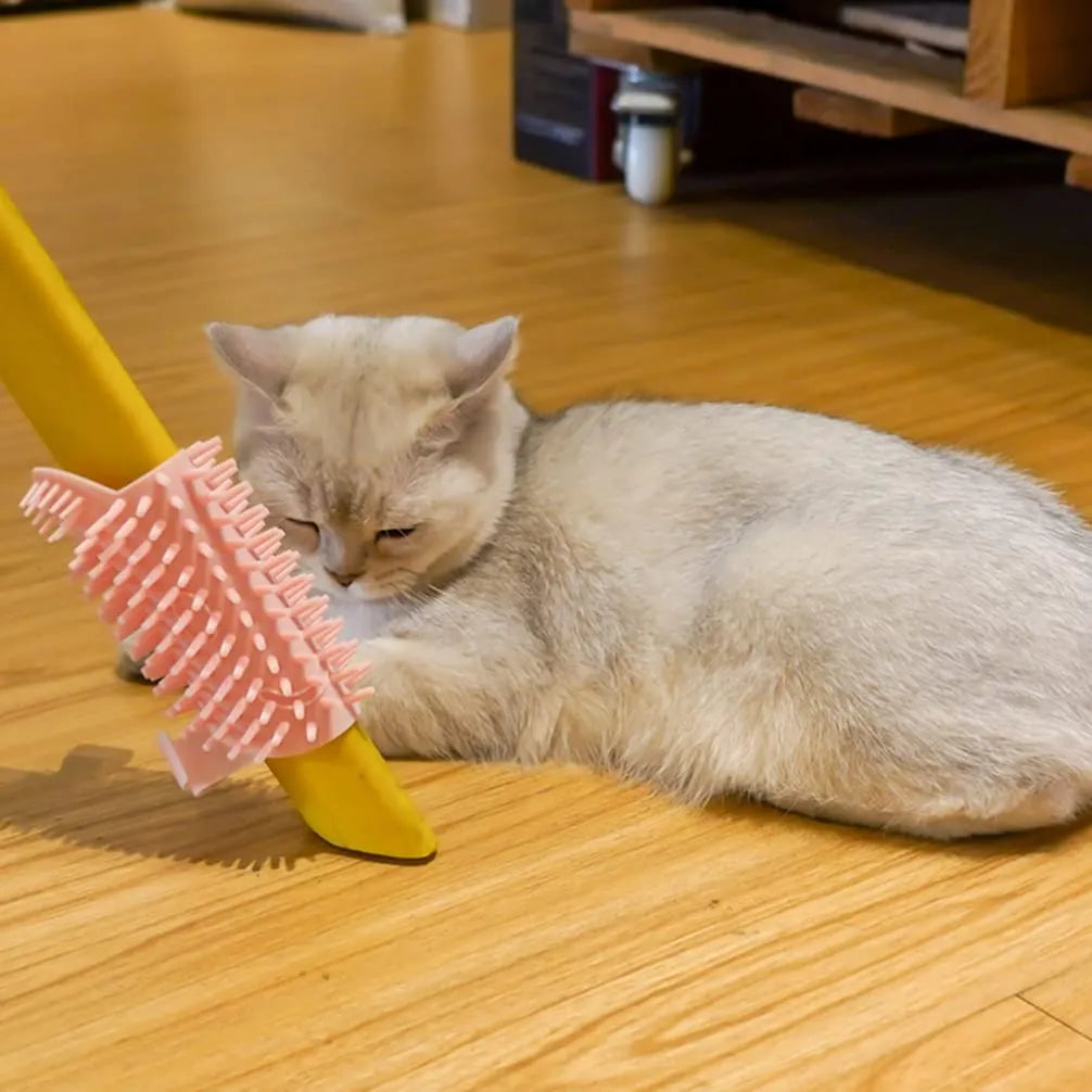 Corner-Mounted Cat Self-Grooming Brush