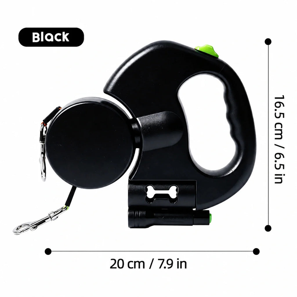 Black ALDERKIN dual leash dimensions: 20 cm / 7.9 in and 16.5 cm / 6.5 in