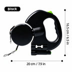 Black ALDERKIN dual leash dimensions: 20 cm / 7.9 in and 16.5 cm / 6.5 in