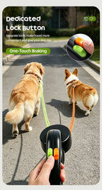 Independent lock buttons for two ALDERKIN leash leads