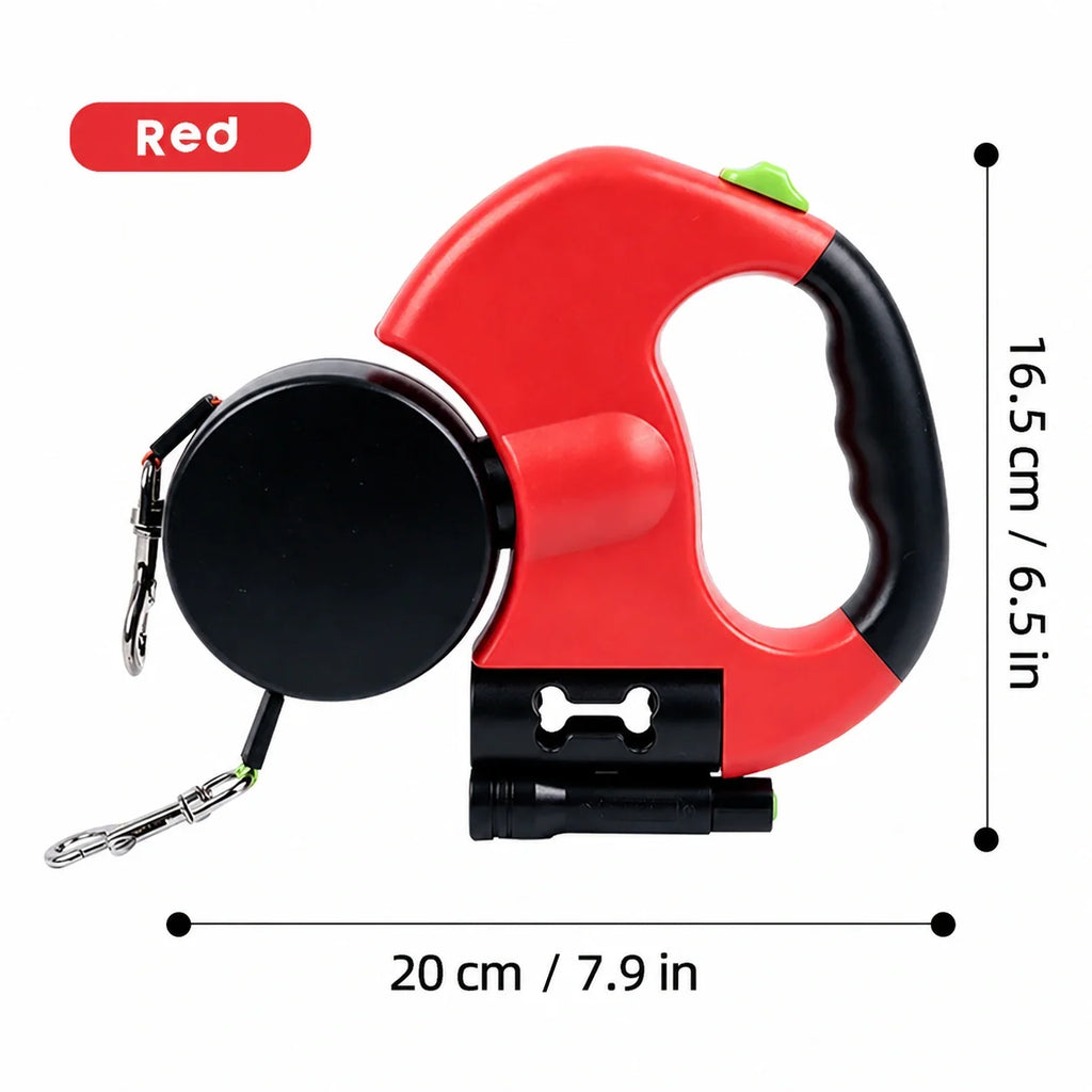 Red ALDERKIN dual leash dimensions: 20 cm / 7.9 in and 16.5 cm / 6.5 in