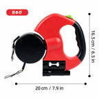Red ALDERKIN dual leash dimensions: 20 cm / 7.9 in and 16.5 cm / 6.5 in