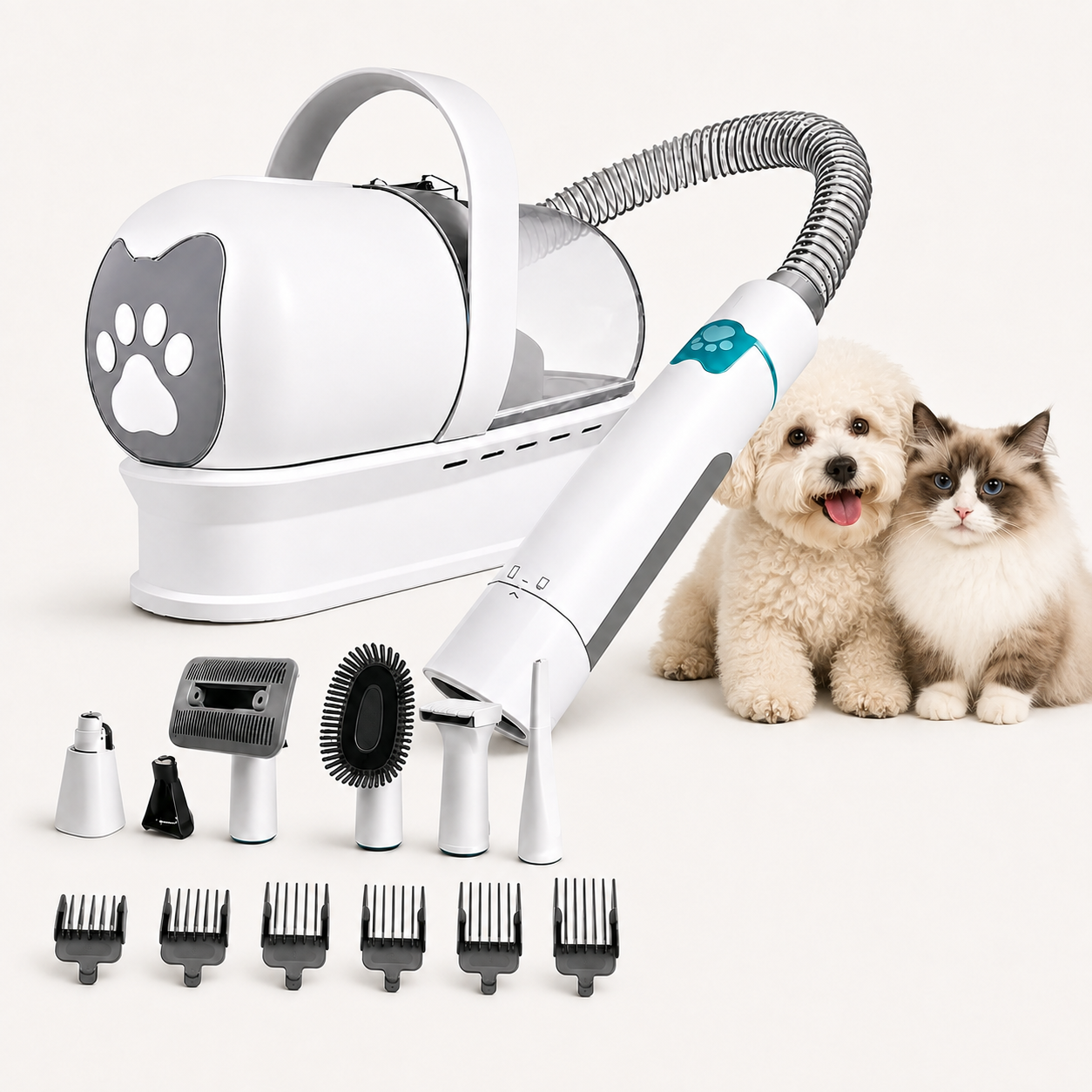 ALDERKIN 7-in-1 pet grooming vacuum kit with dog, cat and attachments