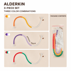 Three 19.6-inch cat rope toys in orange purple and red color combinations