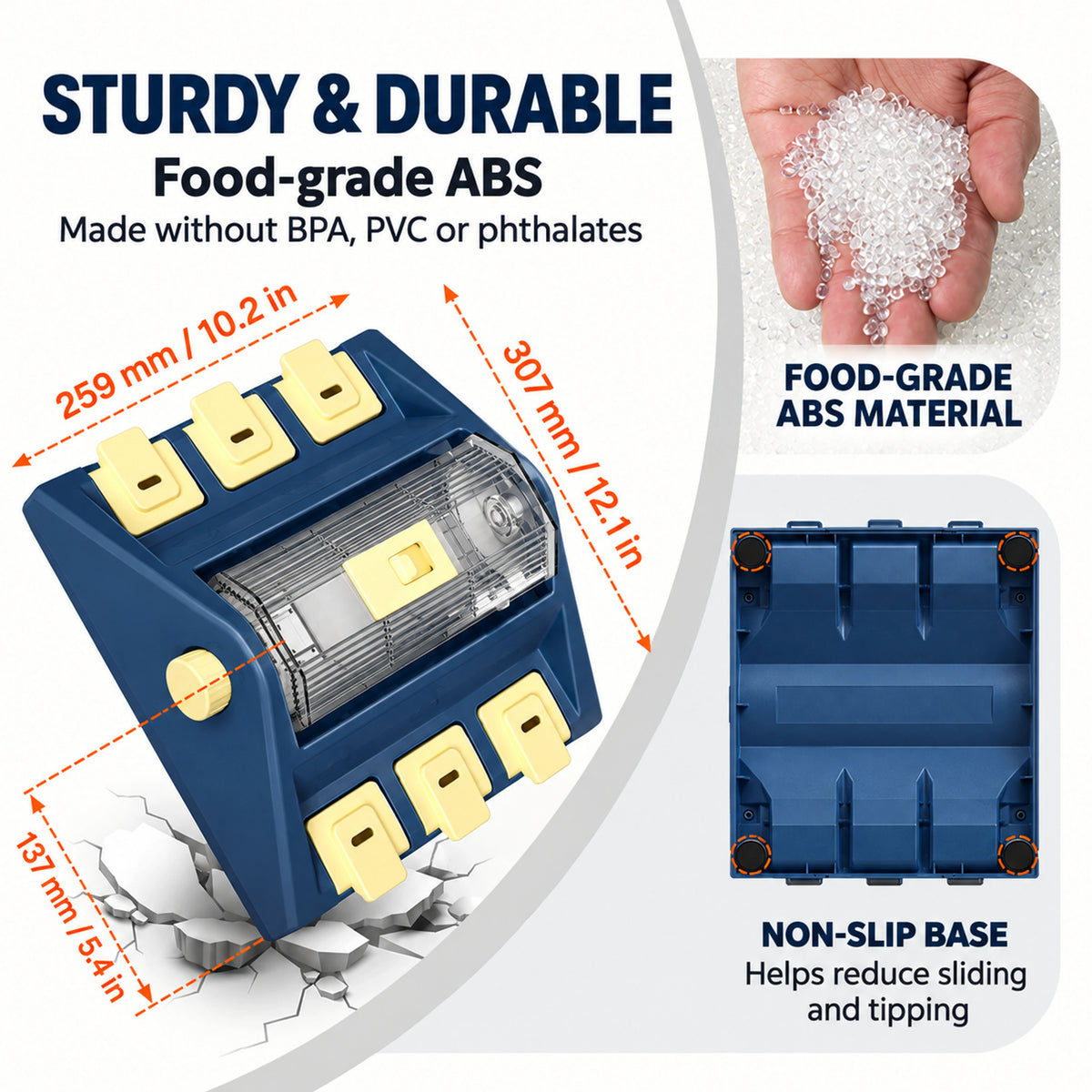 ALDERKIN dog puzzle feeder dimensions 259 by 307 by 137 mm with food-grade ABS material and non-slip base