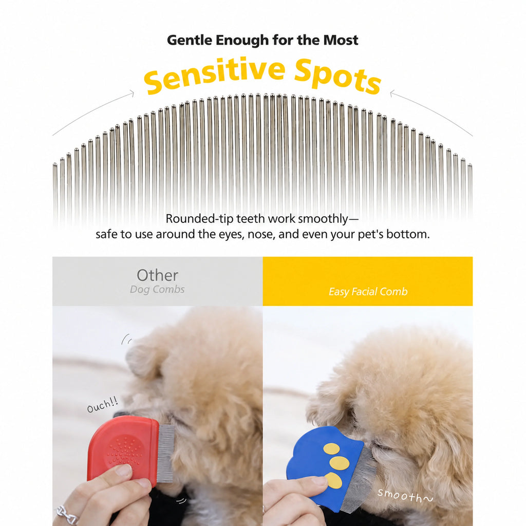 Rounded stainless-steel teeth for precise facial grooming