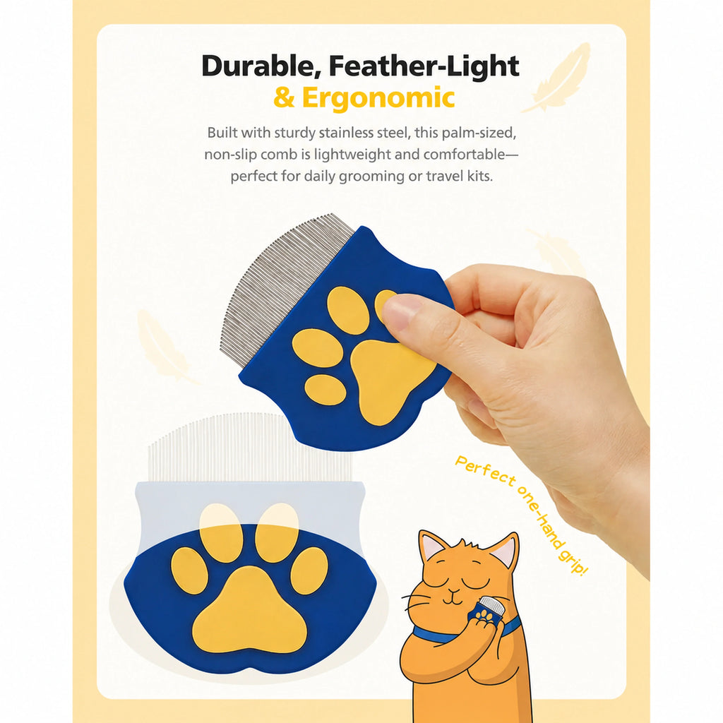 Lightweight ALDERKIN facial comb with paw-shaped grip