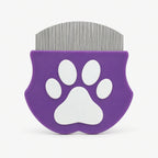Purple ALDERKIN gentle facial comb on a cool gray background