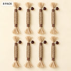Eight-pack of natural silvervine chew sticks arranged in two rows