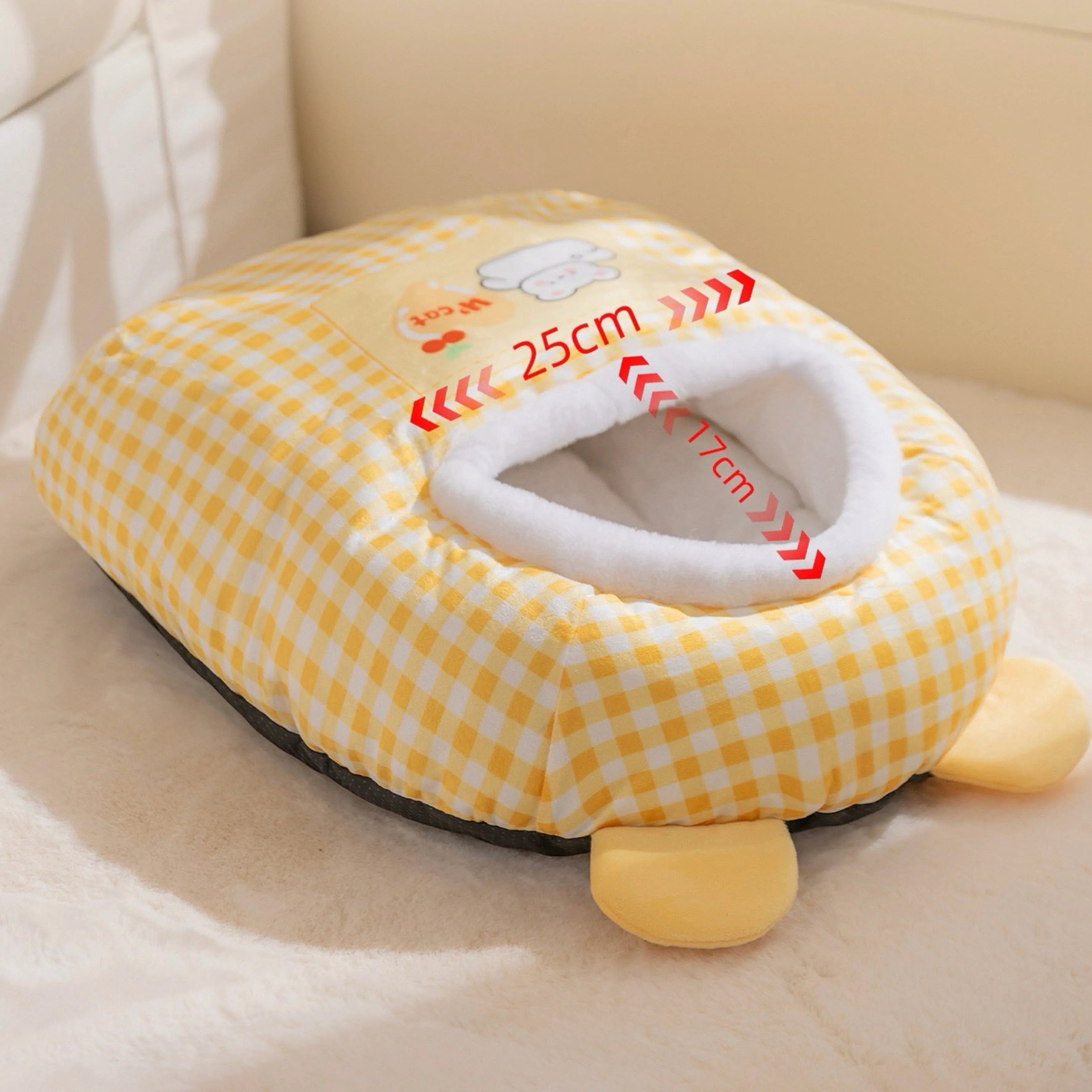 Semi-Enclosed Plush Cat Nest Bed – 2 Colors, 3 Sizes