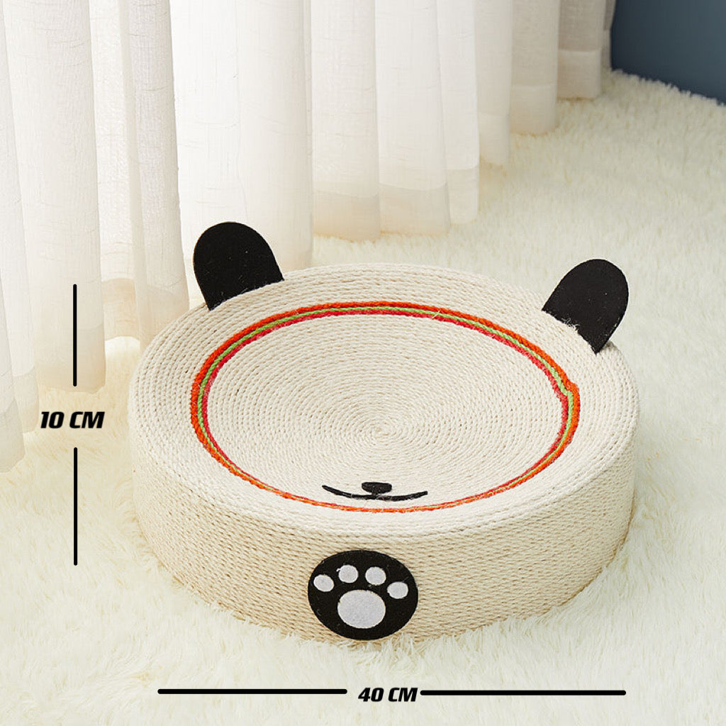 Plush Animal-Shaped Round Cat Scratcher Bed