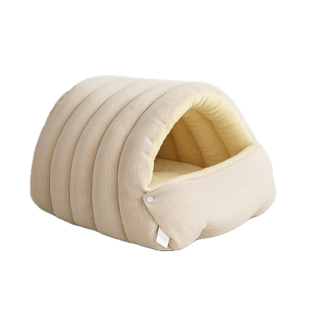 Corduroy Cat Cave Bed with Removable Cover – 3 Sizes