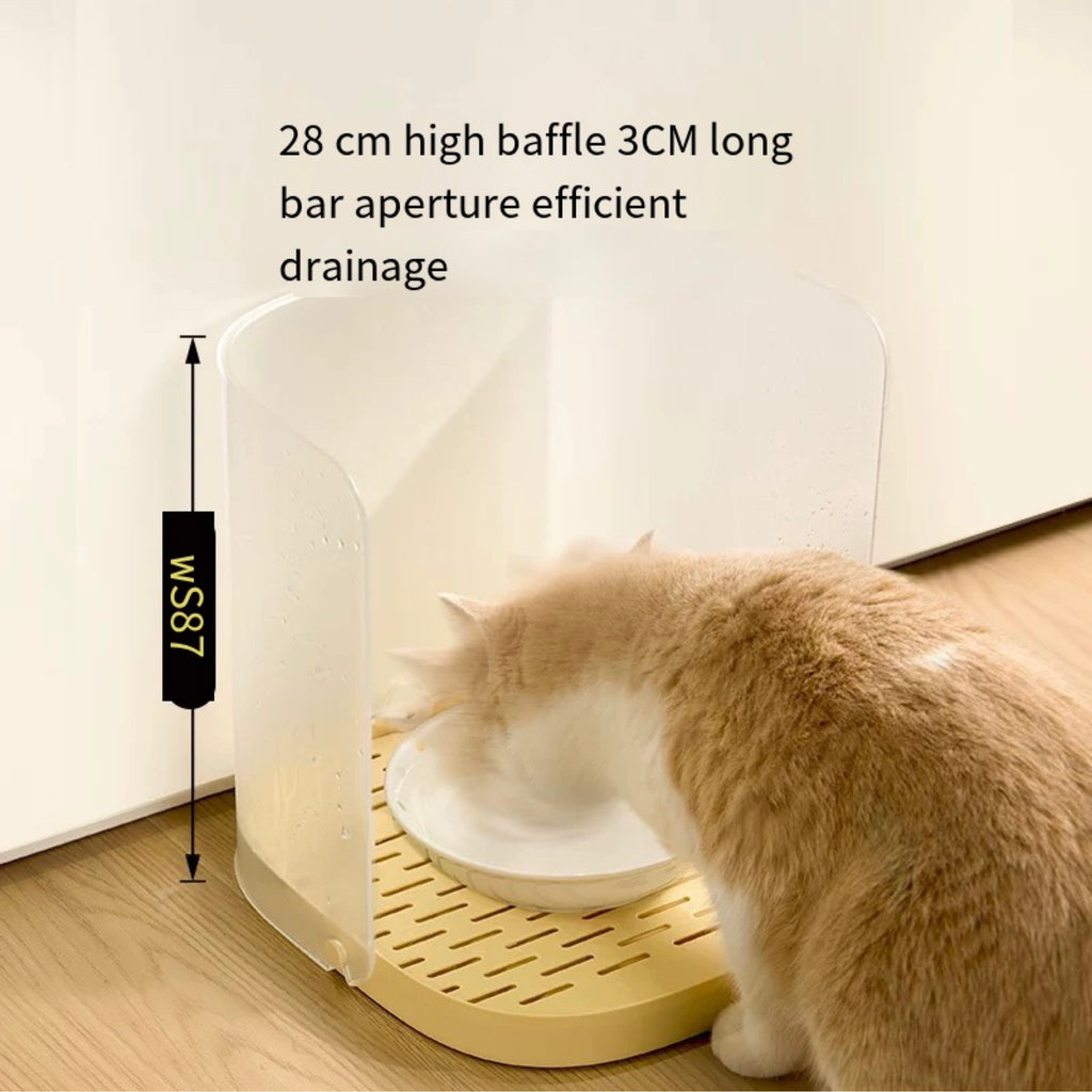 Splash-Guard Pet Feeding Station with Raised Bowl – 3 Colors