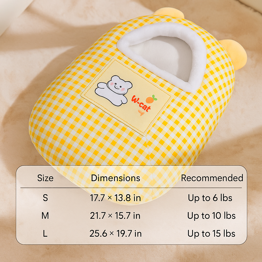 Semi-Enclosed Plush Cat Nest Bed – 2 Colors, 3 Sizes