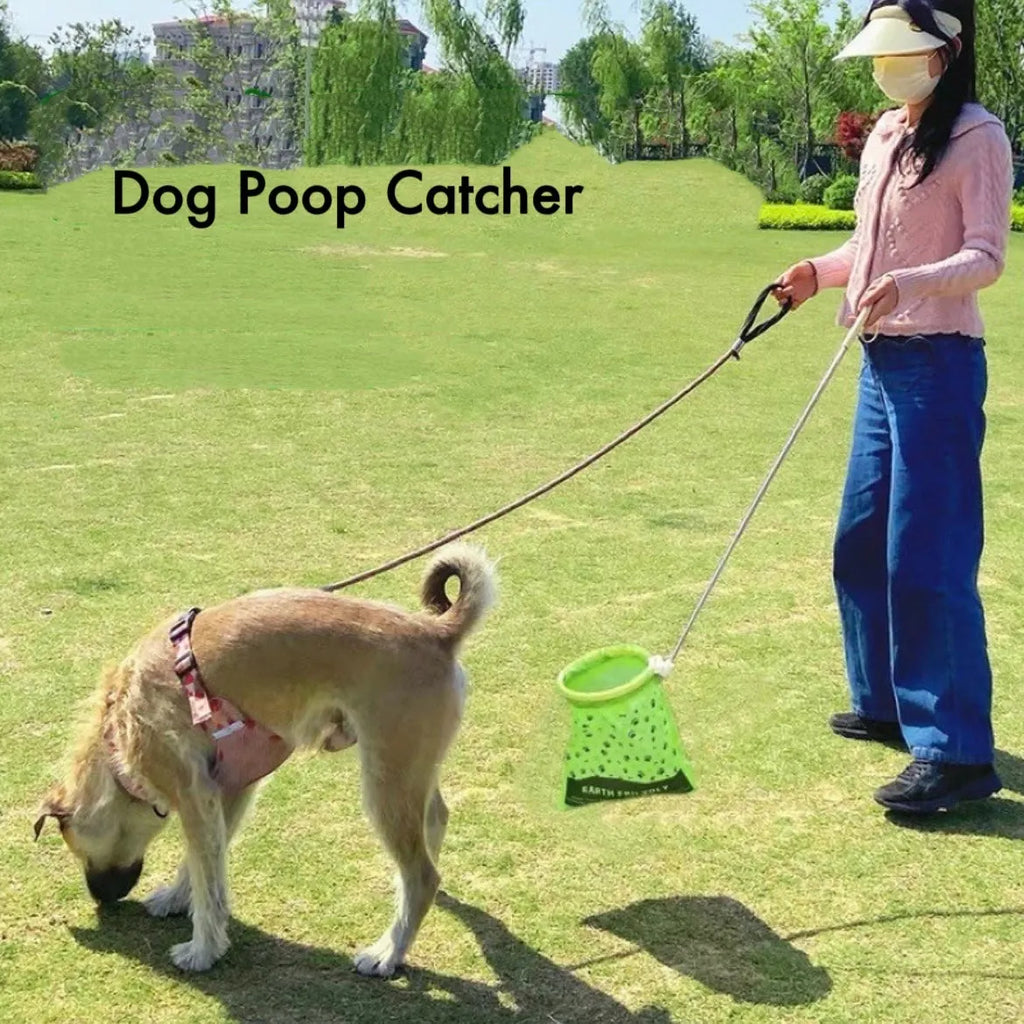 Long-Handle Dog Waste Catcher with Drawstring Bags