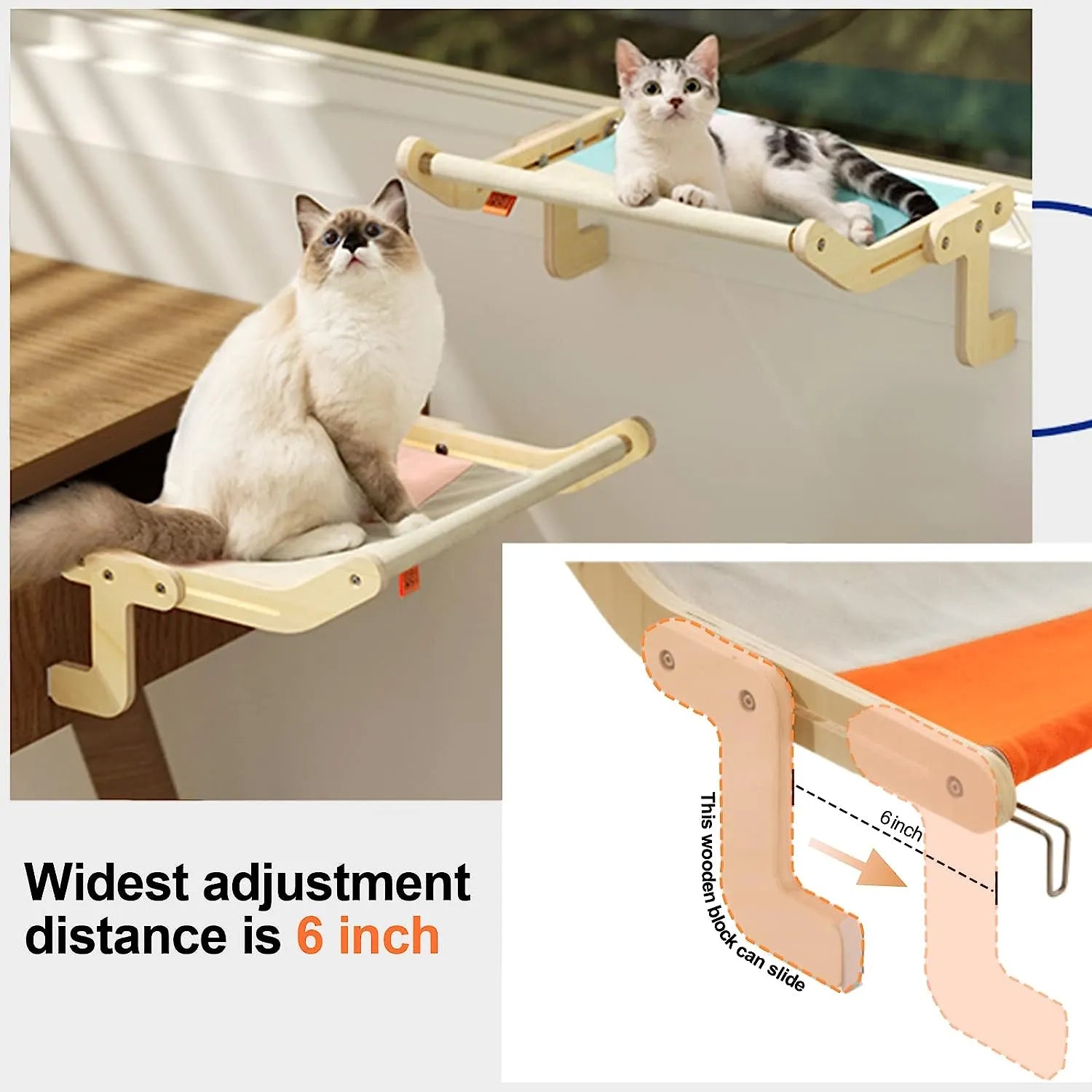 Adjustable Window Sill Cat Perch with Soft Cover – 9 Styles