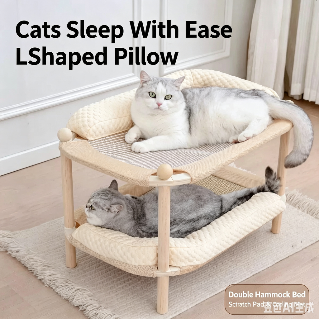 Rectangular Wooden Cat Bed with Cooling or Hemp Mat
