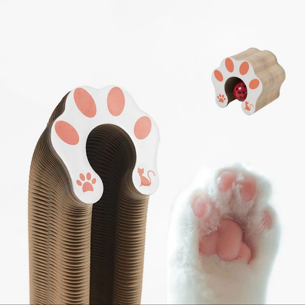 Expandable Cardboard Cat Scratcher with Ball Track