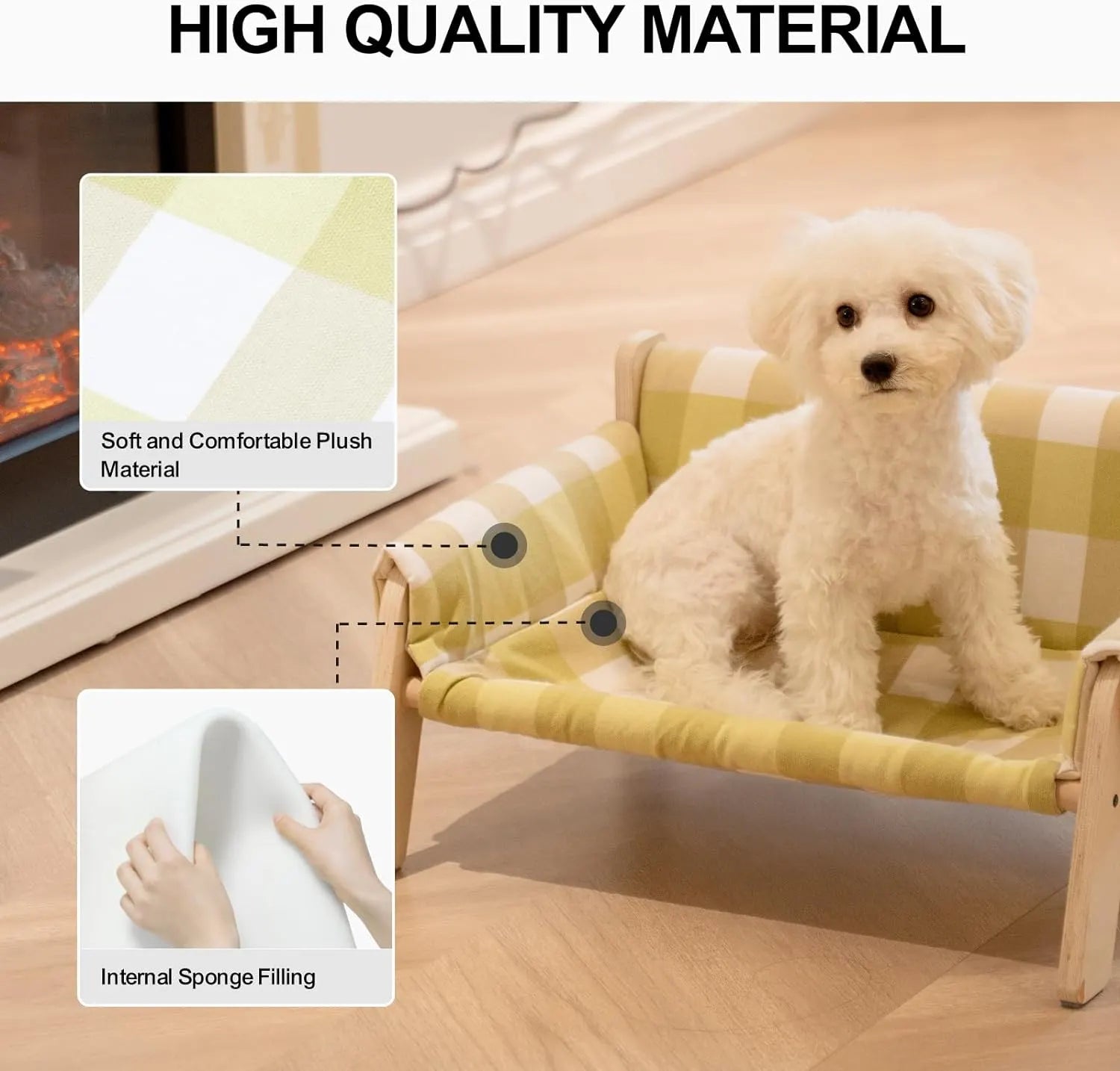 Wooden Cat Sofa Bed with Canvas Seat