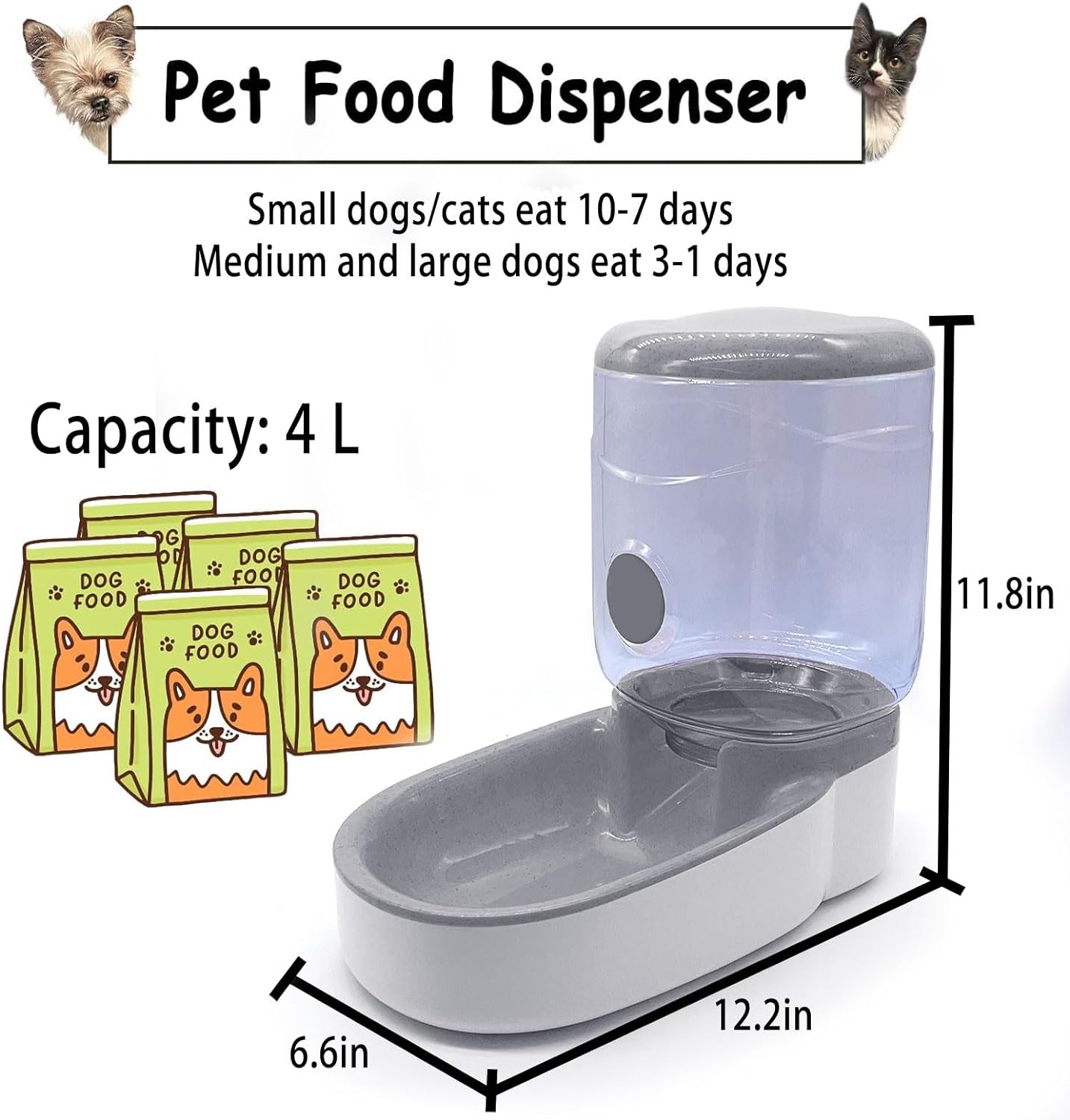 4L Gravity Pet Food & Water Dispenser