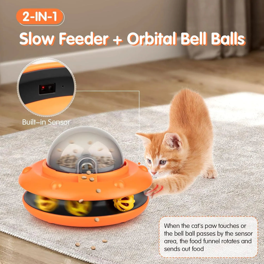 2-in-1 Cat Treat Dispenser & Track Ball Toy – 3 Colors