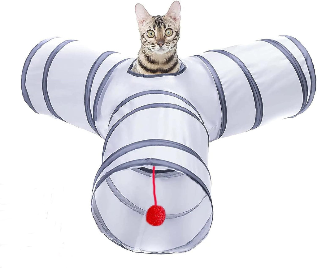 3-Way Collapsible Cat Tunnel with Play Ball – 7 Styles