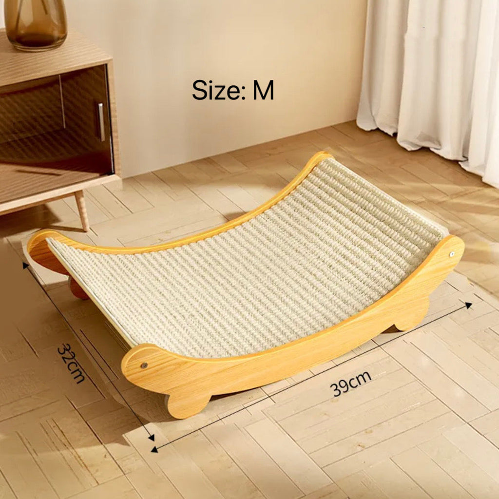 Curved Wooden Sisal Cat Hammock Scratcher