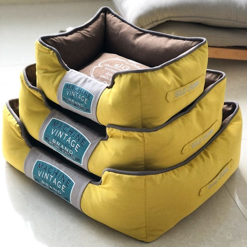 Washable Canvas Bolster Bed for Dogs and Cats – 3 Sizes