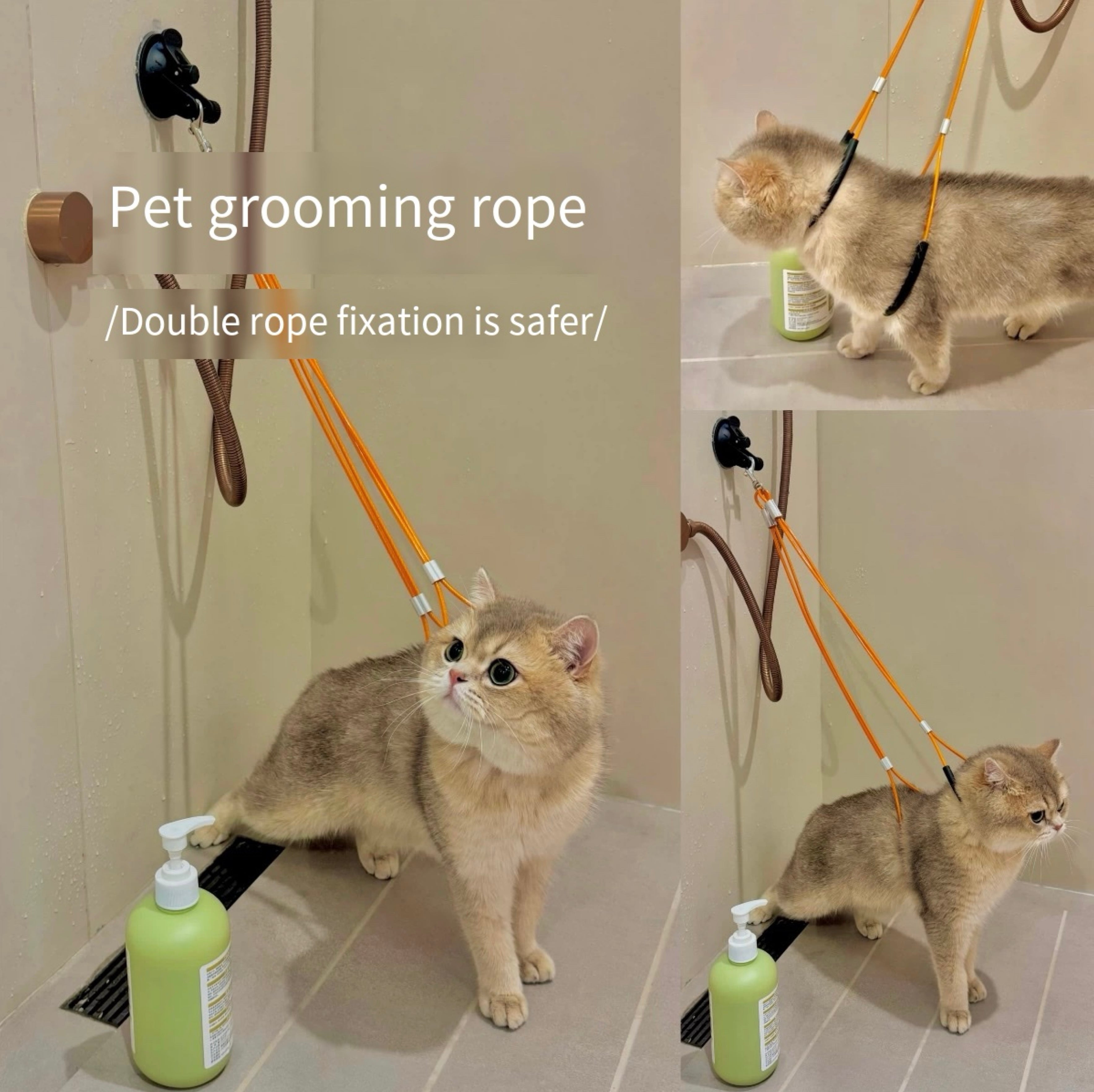 Double-Loop Pet Grooming Restraint with Suction Mount