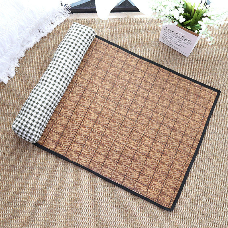Breathable Rattan-Weave Pet Mat with Pillow – 5 Colors, 3 Sizes